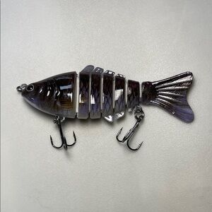 Lifelike Multi-Jointed Fish Lure - Black and Purple